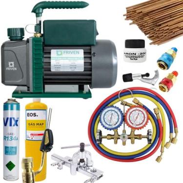 Imagem de Kit Básico Refrigeração Automotivo Bomba De Vácuo Manifold - Refrigera