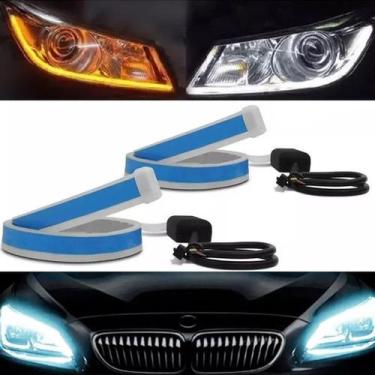 Imagem de Fita Par Led Farol Seta Sequencial 60cm Carro Luz DRL Automotivo Pick 