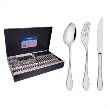 Imagem de Faqueiro Tramontina Italy em Aço Inox com Facas para Churrasco Forjadas 6mm Acabamento...