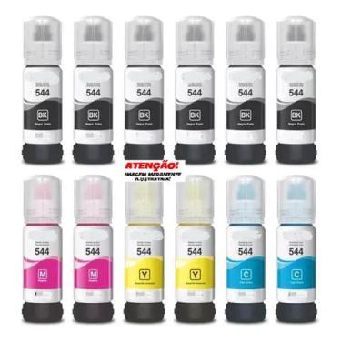 Imagem de Kit 12 Refil Tinta Para T544 L3110 L3150 L3250 Color - spak