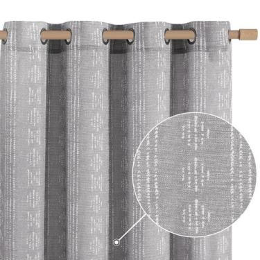 Imagem de Cortinas jinchan Boho Linen Blend, 2 painéis, 24 cm, cinza, 96 polegad