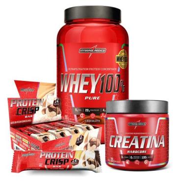 Imagem de Kit Whey 100% Chocolate + Crisps Bar + Creatina 300g - Integralmedica,