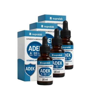 Imagem de Vitamina D3 K2 A E Vitamina ADEK 20 ml Kit 3 frascos gotas D3 2000ui -