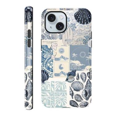 Imagem de Capa lioscre para iPhone 15 de 6,1 polegadas com colagem azul praia à 