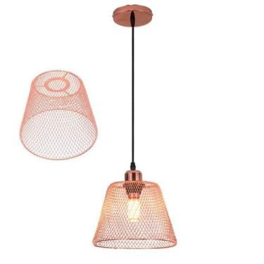 Imagem de Lustre Abajur Cupula Pendente Aramado Metal Teto Decoraçao - LEVA PRO 