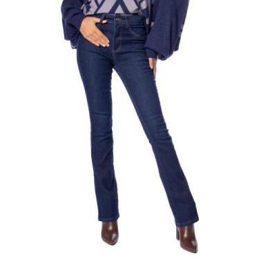 Imagem de Calça Jeans Feminina Bless Denim Boot Cut Azul Escuro, Azul escuro, 46