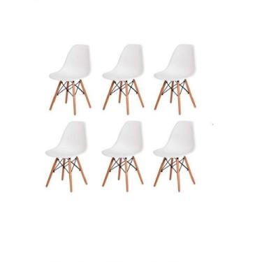 Imagem de Kit Com 6 Cadeiras Fixas Concha Eifel Branca - UNIVERSAL MIX