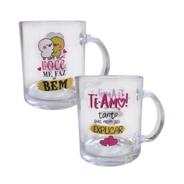 Imagem de Kit 2 Caneca Vidro Te Amo Amor Dia Das Mães Namorados 330ml - KeHome, 