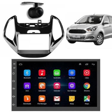 Imagem de Central Multimídia Automotiva Android Auto Ford Ka Moldura + Câm Bp 7 Touch Screen Bluetooth Wi-Fi USB GPS Compatível
