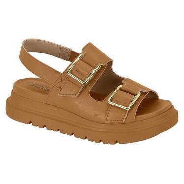 Imagem de Sandália Feminina Modare Papete com Fivelas e plataforma baixa, Camel,