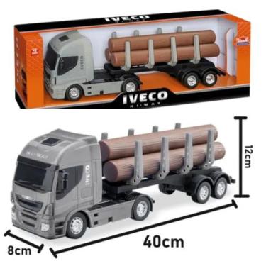 Imagem de Caminhão Carrinho Iveco Hi Way Tora Madeiras De Brinquedo - Usual Brin