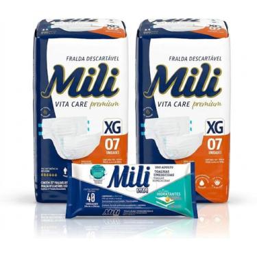 Imagem de fralda Mili Vita Care XG Kit com Lenço Umedecido, Xg