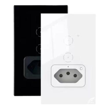Imagem de Interruptor Wi-Fi Inteligente 2 Botões 1 Tomada Branco JWCOM