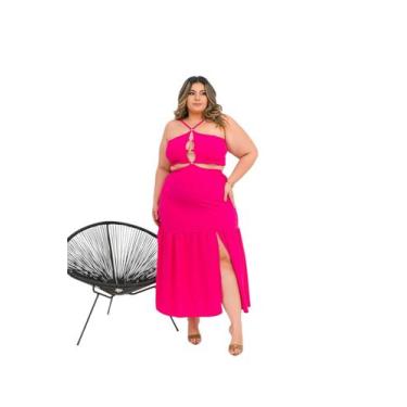 Imagem de Vestido Longo Plus Size Feminino Moderno Decote Argola - Thania Moda F