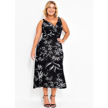 Imagem de Vestido Longuete Plus Size Feminino Malha Tricô Casual Alças - Marguer