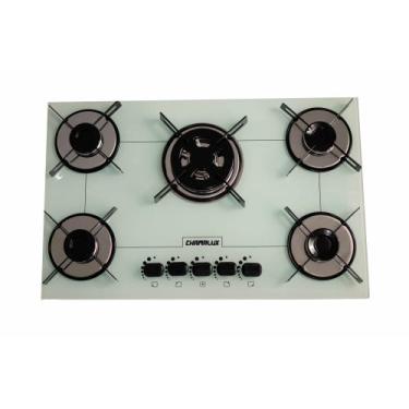 Imagem de Fogão Cooktop 5 Bocas Chamalux Tripla Chama Premium Bivolt, Branco, Bi