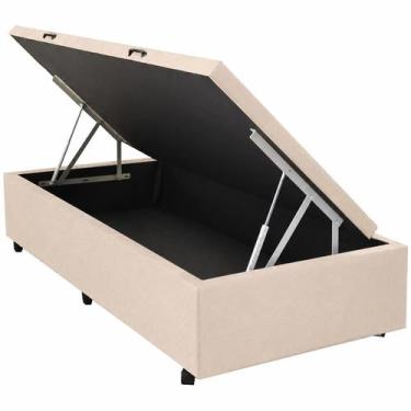 Imagem de Base Baú Solteiro Suede 41x88x188 Universal Blindado Cor Bege - Alto N
