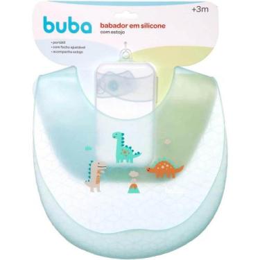 Imagem de Babador em silicone com pega migalhas e estojo dino buba, ., UN
