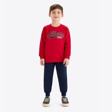 Imagem de Conjunto Juvenil Menino Moletom Manga longa Athens Rovitex, Vermelho, 