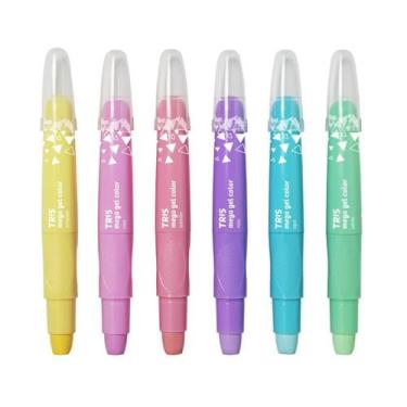 Imagem de Giz de Cera Retrátil 6 Cores Pastel Mega Gel Color - Tris