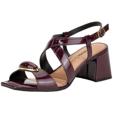 Imagem de Sandália feminina salto grosso dakota y9753, Vinho, 35