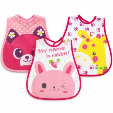 Imagem de Babador Infantil Menina Rosa Impermeavel Bebe Comida Pratico - Pais e 