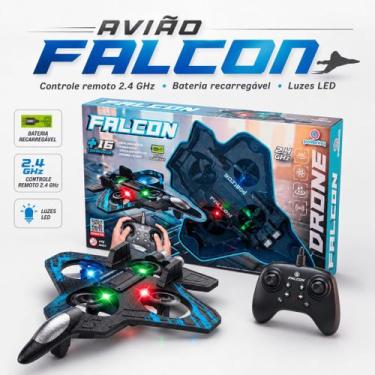 Imagem de Avião Drone Controle Remoto Infantil Caça Jato 2.4GHz Sensor de Obstác