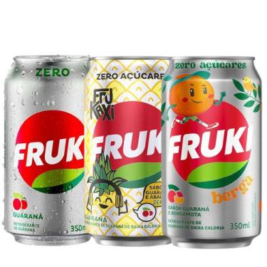 Imagem de Kit 3 Refrigerante Fruki Zero Guaraná Bergamota e Abacaxi 350ml