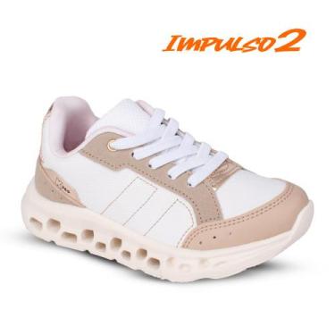 Imagem de Tênis Infantil Menina Kidy K360 Impulso 2 Branco Off White Conforto Ca