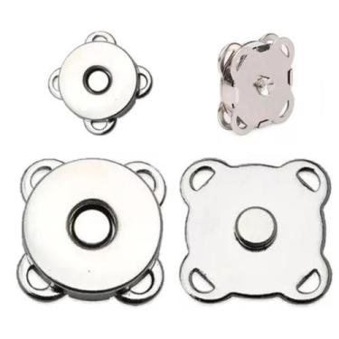 Imagem de Kit 5 Botão Imantado Magnético Fecho P/ Bolsa cor Níquel 14mm Imã - BE