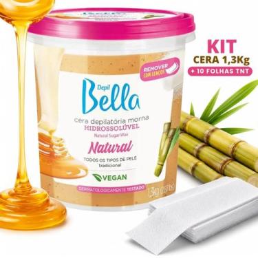 Imagem de Cera Natural Hidrossolúvel Depil Bella 1,3kg + 10 Folhas TNT - depibel
