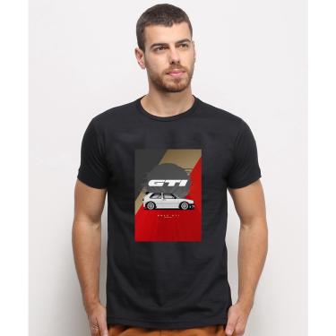 Imagem de Camiseta masculina Preta algodao Golf Gti Branco Volkswagen Carro