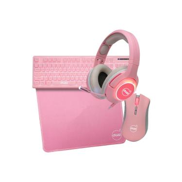 Imagem de Combo gamer teclado, mouse, mousepad E headset rosa - dazz