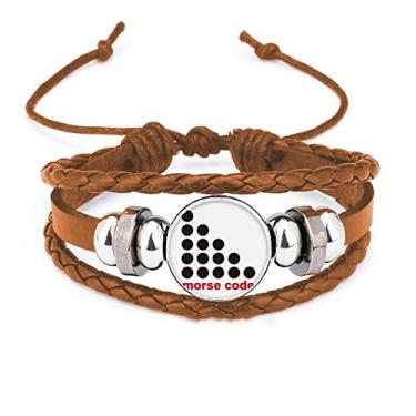 Imagem de un brand Pulseira de couro com representação ponto-a-ponto Morse Code