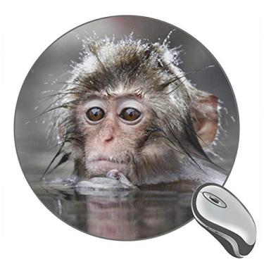 Imagem de Mouse pad de borracha para jogos com estampa de macacos molhados e primatas de macaquinhos japoneses redondos