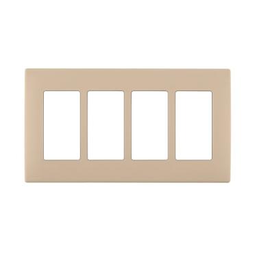Imagem de Leviton Renu Four-Gang Screwless Snap-On Wallplate, REWP4-DT, Dapper Tan