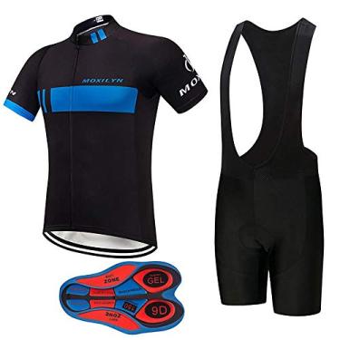 Imagem de Conjunto de roupas de bicicleta masculinas kit de camisas de ciclismo + shorts de secagem rápida com zíper completo roupas de equitação, C36-7, M