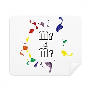 Imagem de LGBT Pano de limpeza de tela com bandeira de arco-íris Mr & Mr 2 peças tecido de camurça