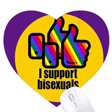 Imagem de Mouse pad I Support s LGBT Rainbow Heart Tapete de borracha para escritório