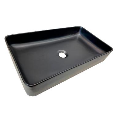 Imagem de Cuba De Louça Para Banheiro Sobrepor Luxuosa 60 Cm - Preta