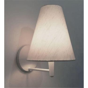 Imagem de Arandela Cone Base Branco Tecido 08x18cm Linho Bege Bivolt