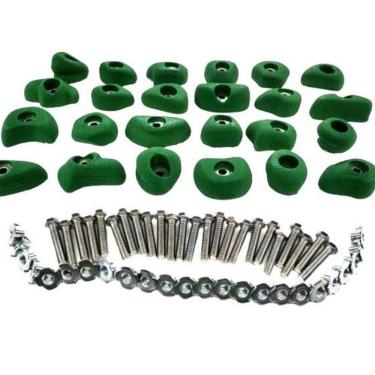 Imagem de Kit 24 Agarras Escalada Basic Tamanho P Madeira Cor Verde