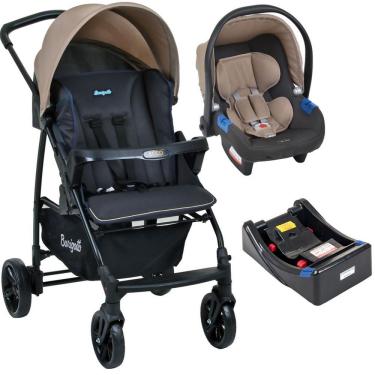 Imagem de Carrinho de Bebe com Bebe Conforto e Base Burigotto Ecco Cinza Bege