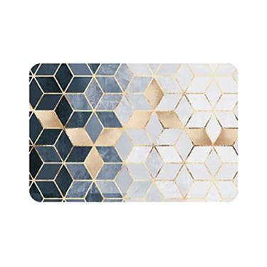 Imagem de Tapetes de banheiro para banheiro não geométrico antiderrapante preto 20 x 81 cm Tapetes de banheiro com espuma de memória - Tapete de banheiro de secagem rápida