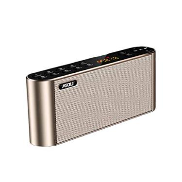 Imagem de Alto-falante Bluetooth sem fio ultra-portátil estéreo pesado Bluetooth alcance 33 pés alto-falante com microfone, dourado