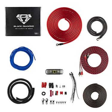 Imagem de Black Diamond Kit de fiação do amplificador Dia-AK4 – Kit de cabo de instalação de calibre 4 Amp 1200 W – Ampkit4 ajuda a fazer conexões, traz energia para o seu rádio, subwoofers, alto-falantes com fio super flexível