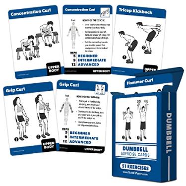 Imagem de Cartas de exercícios com haltere – Baralho fitness com mais de 50 exercícios com halteres – 6,35 x 9 cm (tamanho padrão de cartas de jogo)