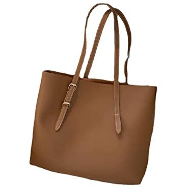 Imagem de Bolsa feminina de couro PU bolsa retrô feminina bolso bolsa composta acessórios, Marrom, M