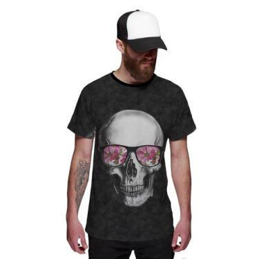 Imagem de Camiseta Skull Caveira Com Oculos Floral - Di Nuevo