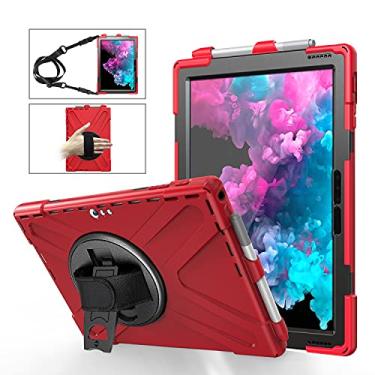 Imagem de For for Microsoft Surface Pro 4/5 / 6/7 / 7+ Shockproof Colorful Silicone + PC Protective Case with Holder & Hand Strap & Pen Slot(Orange)